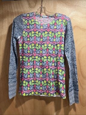 Whimsy Rose Long-Sleeve Patterned Top in Neon Floral